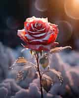 Free photo beautiful frozen rose outdoors