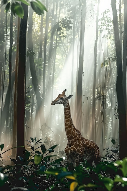 Free photo beautiful giraffe in the wild