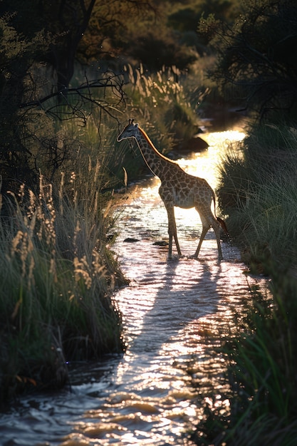 Free Photo beautiful giraffe in the wild