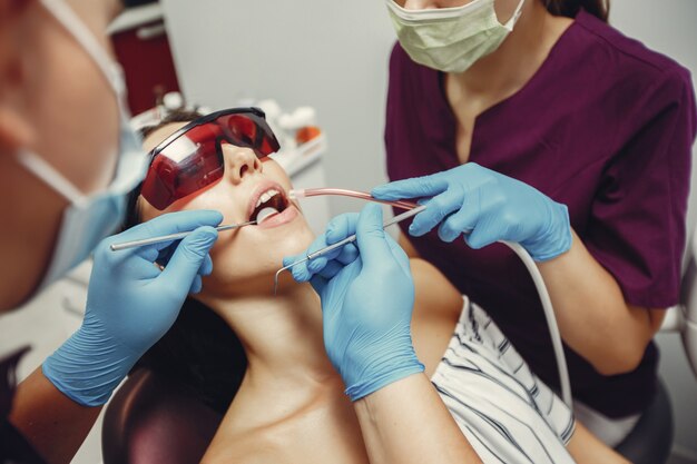 Beautiful girl in a dentist