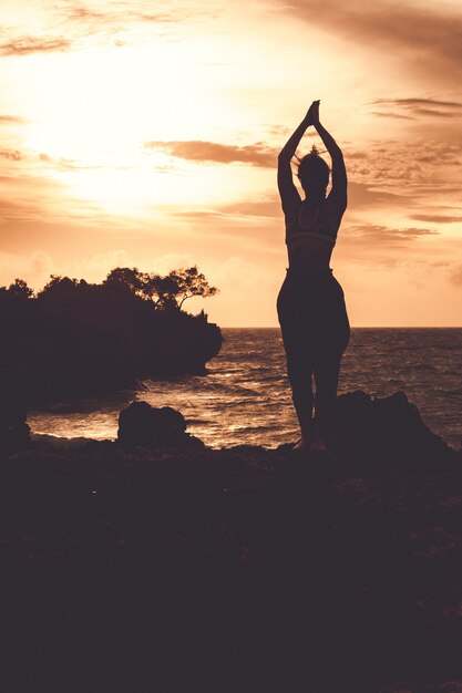 beautiful girl doing yoga