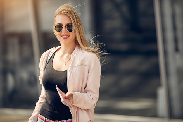 Beautiful girl standing in airport