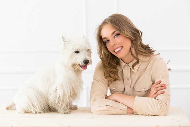 Beautiful girl with dog