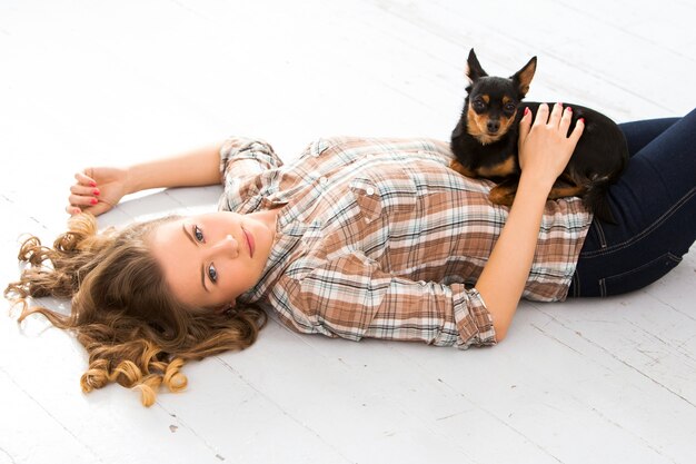 Beautiful girl with dog