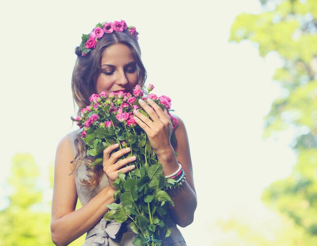 Beautiful girl with flowers