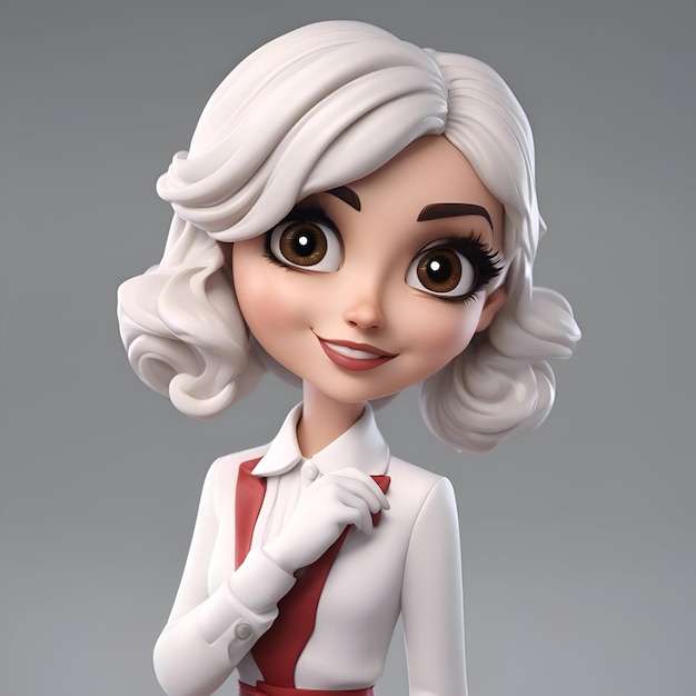 Free Photo beautiful girl with white hair 3d illustration studio