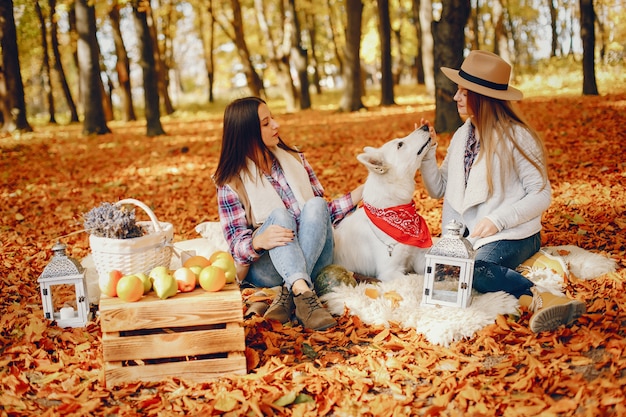 Free photo beautiful girls have fun in a autumn park