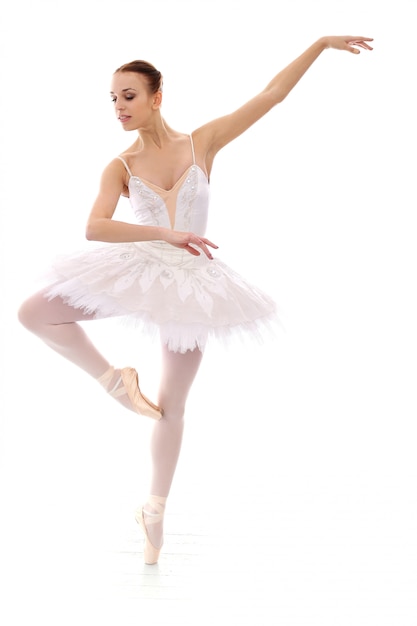 Free photo beautiful and gorgeous ballerina in ballete pose