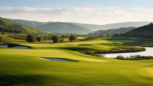 Beautiful green golf field