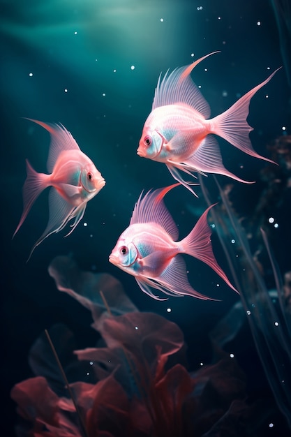 Free Photo beautiful group of fish undersea