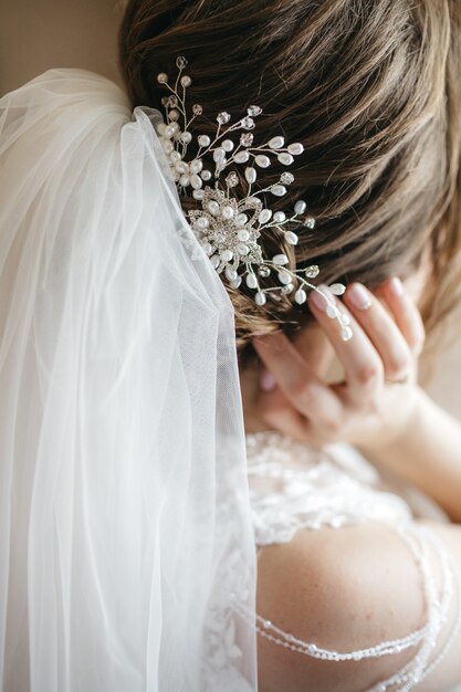 Beautiful hairstyle bride on the wedding day