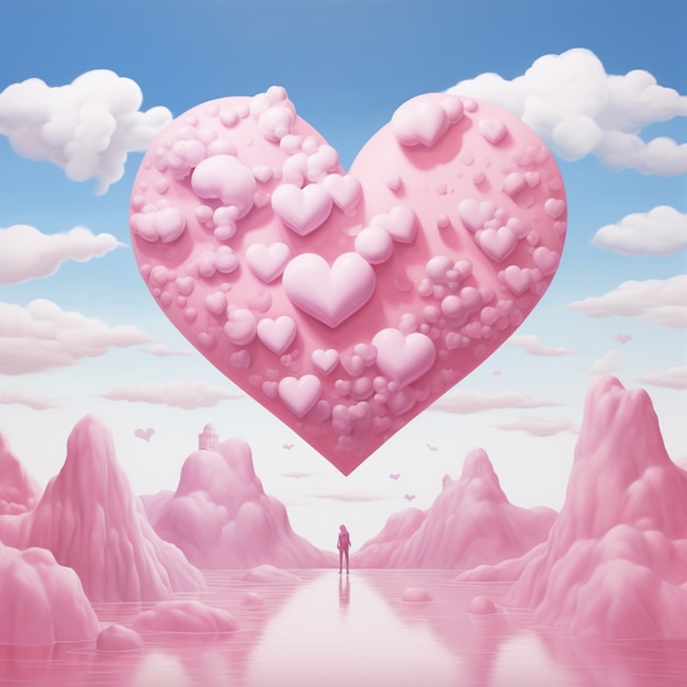 Free photo beautiful heart with clouds