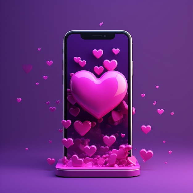 Beautiful hearts with smartphone