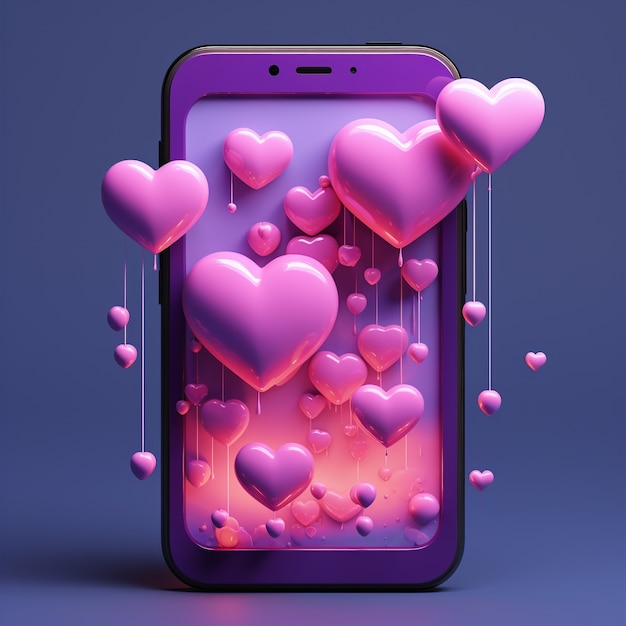 Beautiful hearts with smartphone