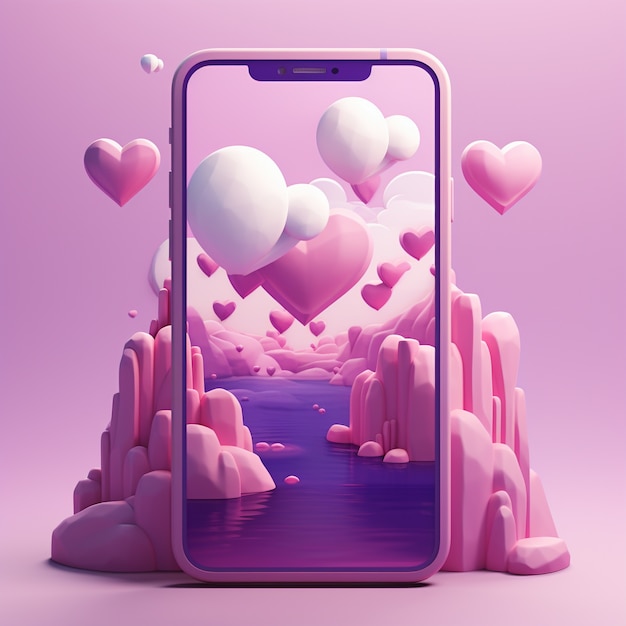 Beautiful hearts with smartphone