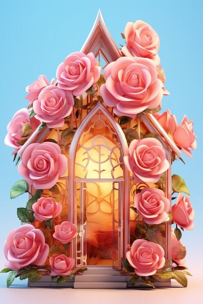 Free photo beautiful house with roses