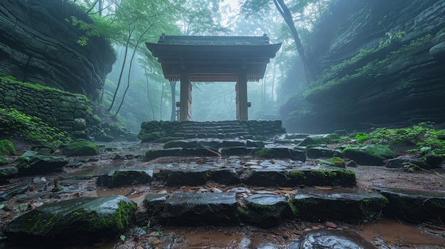 Free photo beautiful japanese forest landscape