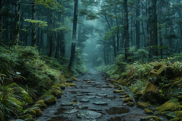 Beautiful japanese  forest scene