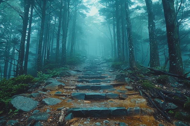 Free photo beautiful japanese  forest scene