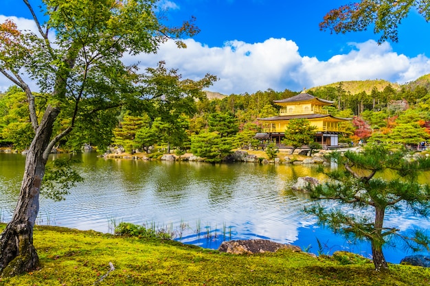 Beautiful Kinkakuji temple with golden pavillion in Kyoto japan