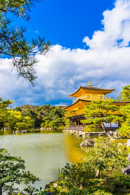 Beautiful Kinkakuji temple with golden pavillion in Kyoto japan