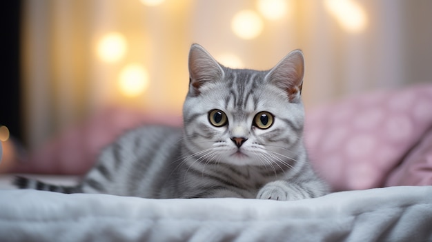 Free photo beautiful kitten relaxing indoors