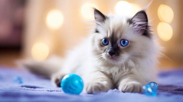 Beautiful kitten relaxing indoors