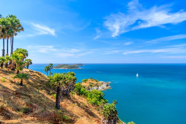 Beautiful Laem Promthep Cape in Phuket famous view point scenic area for watching sunset