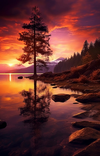 Beautiful lake landscape