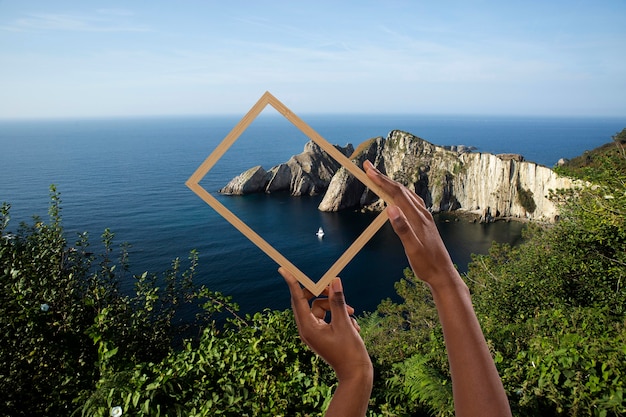 Beautiful landscape contained in photo frame