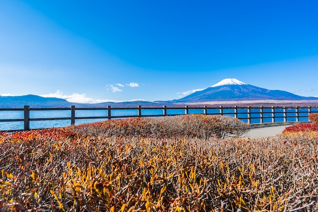 Beautiful landscape of mountain fuji around yamanakako lake