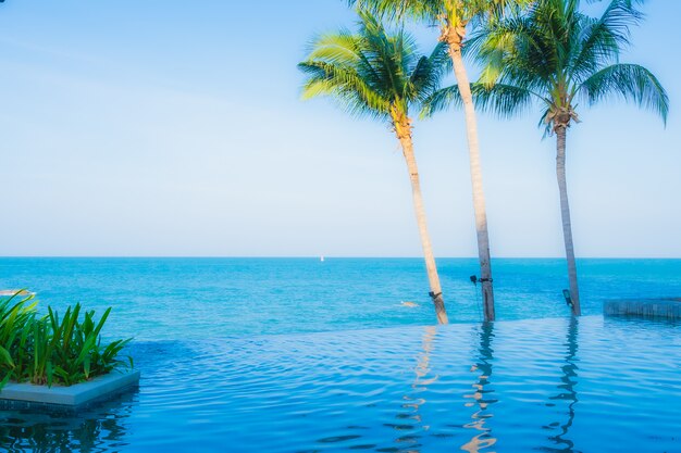 Beautiful landscape of outdoor swimming pool in hotel resort