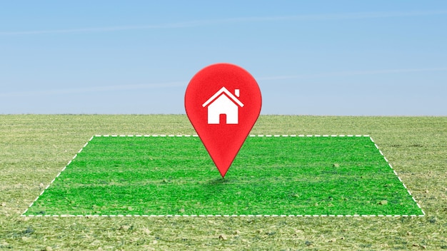 Free photo beautiful landscape with red pin