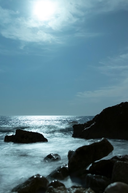 Beautiful landscape with rocks near ocean