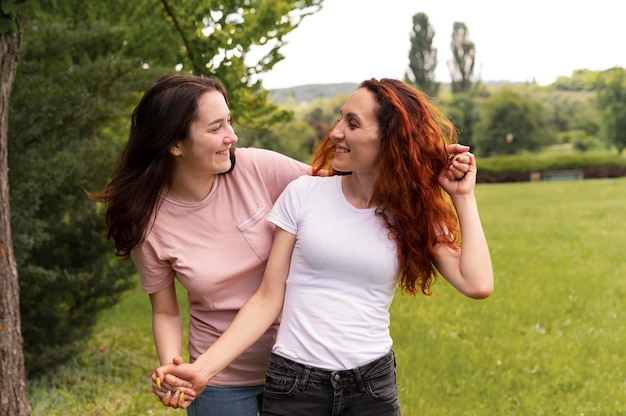 Beautiful lgbt couple spending time together in the park