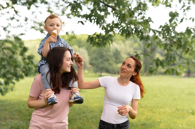 Beautiful lgbt family in the park