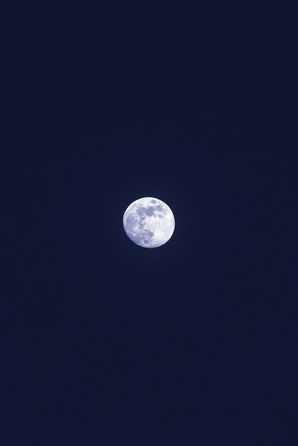 Free Photo beautiful lonely white moon in the dark blue sky