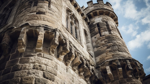 Free photo beautiful majestic castle low angle