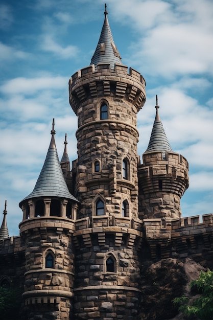 Free photo beautiful majestic castle low angle