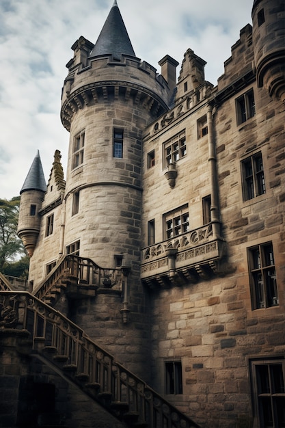 Free photo beautiful majestic castle low angle