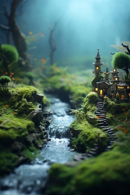 Beautiful medieval fantasy landscape with city