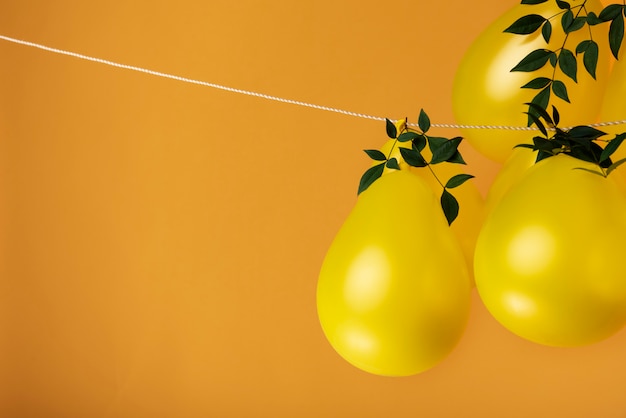 Beautiful metallic balloons with flowers