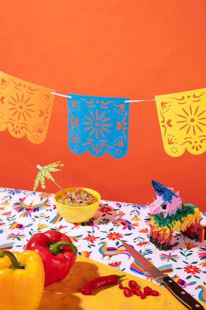 Free Photo beautiful mexican party decoration with food