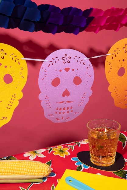 Free Photo beautiful mexican party decoration with food