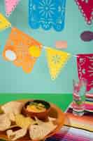 Free photo beautiful mexican party decoration with food