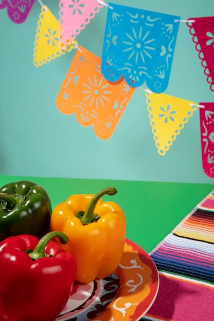 Free Photo beautiful mexican party decoration with food