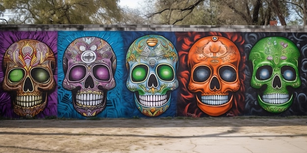 Beautiful mexican skull graffiti