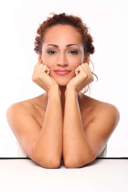 Beautiful middleaged woman with makeup