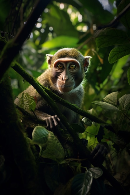 Beautiful monkey spending time in nature