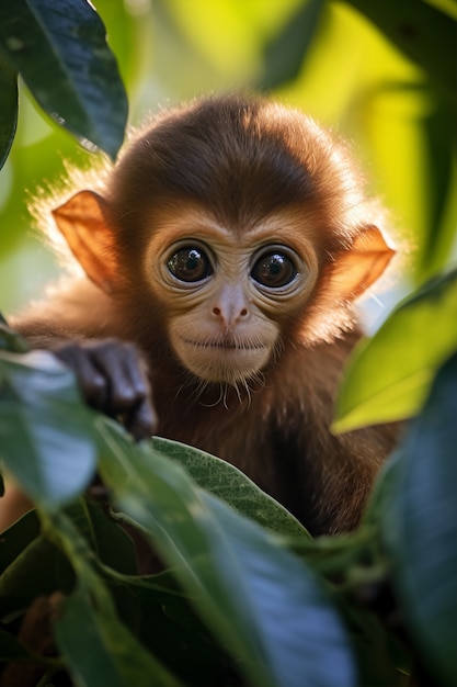 Beautiful monkey spending time in nature